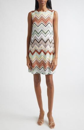 Missoni Zigzag Knit Minidress in Blue Orange Green Tones at Nordstrom, Size 12 Us