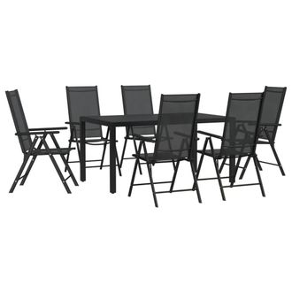 Berkfield Home 7 Piece Garden Dining Set Black Aluminium