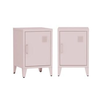 Sweeek Mesita industria con 1 puerta, set de 2, rosa