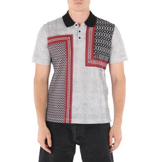 Roberto Cavalli Mens Carmine / Black Chain Foulard Print Polo Shirt, Size Small