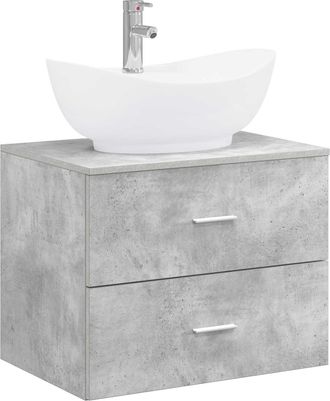 vidaXL Juego De Muebles De Ba&ntilde;o Gris Hormig&oacute;n Madera De Ingenier&iacute;a Vidaxl