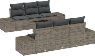 vidaXL Garden Sofa Set with Cushion Manual 7 pcs Grey 55 x 55 x 37 cm Vidaxl