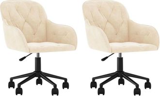 vidaXL Vidaxl - Sillas de comedor giratorias 2 uds terciopelo crema