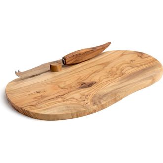 B&eacute;rard Olive Wood Cheese Board & Knife Set, 13-Inch x 7-Inch in Brown at Nordstrom