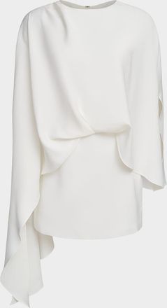 Halston Heritage Laure Asymmetric Draped Crepe Mini Dress