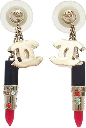 Chanel Orecchini pendenti CC in metallo placcato oro e resina 2005