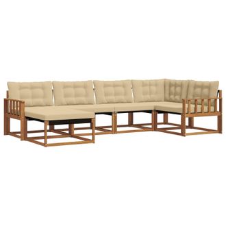 vidaXL Conjunto De Sof&aacute;s De Exterior Con Coj&iacute;n 6 Pcs Natural Y Beige Vidaxl