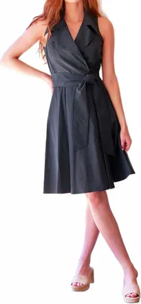 Finley Trench Wrap Dress In Black