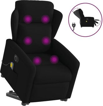 vidaXL Sill&oacute;n De Masaje El&eacute;ctrico Reclinable Elevable Tela Negro Vidaxl