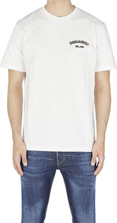 Dsquared2 White Relief Logo T-shirt - Heren - T-shirts - Wit - M - Katoen - Tops