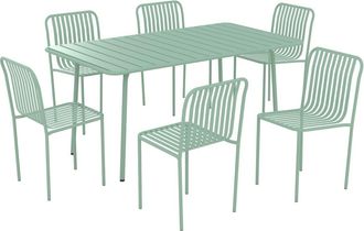 Rendez-Vous D&eacute;co Mesa y sillas de jard&iacute;n para 6 personas de metal verde
