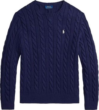 Polo Ralph Lauren Pullover met kabelpatroon - Heren - Ronde hals truien - Blauw - XL - Katoen - Truien & Vesten