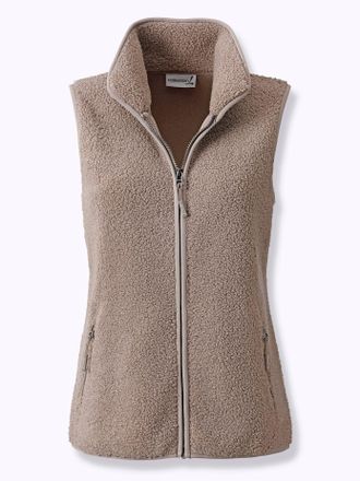 Casual Looks Fleeceweste CASUAL LOOKS, Damen, Gr. 36, grau (taupe), 100% Polyester, unifarben, Westen Fleeceweste