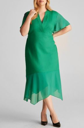 Estelle Claudia Linen Blend A-Line Dress in Green at Nordstrom, Size 16W