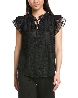 Anne Klein Ruffle Sleeve Tie Blouse