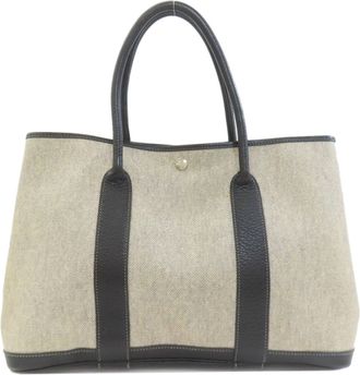 Herm&egrave;s Garden Gray Toile H Tote Bag (Pre-Owned)