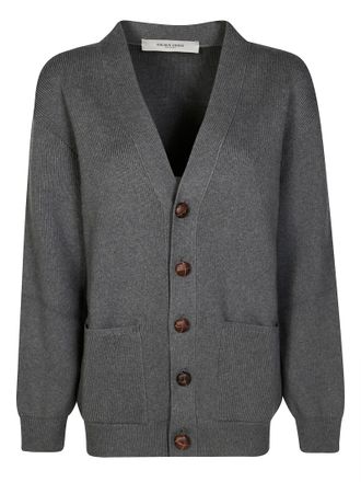 Golden Goose Ribbed Knit Cardigan with Bold Logo