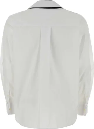 sacai Womens White Poplin Shirt Offwhitewithsatintie Exterior: Polyester Cotton Camicie