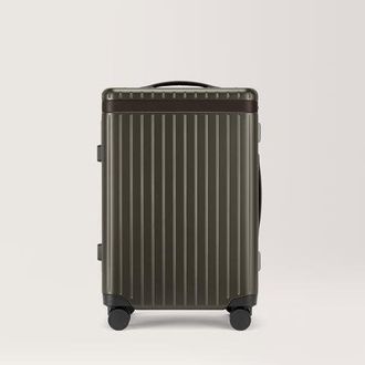 Carl Friedrik Large Carry-on Luggage - Hard case in Polycarbonate and Aluminium - Dark Green / Dark Brown