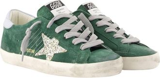 Golden Goose Womens Super Star Sneakers - Golden Goose Deluxe Brand Leather Green Calfskin Shoes