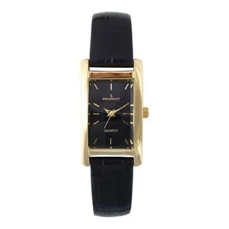 Peugeot Classic Rectangular Leather Watch- 34x20MM in Black at Nordstrom