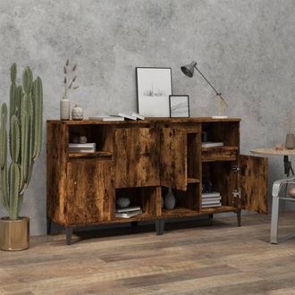 Berkfield Home Sideboards 2 pcs Smoked Oak 60x35x70 cm Engineered Wood in Brown | Size: 60 x 35 x 70 cm