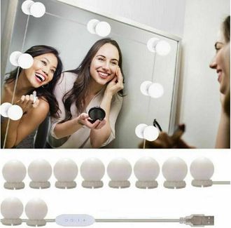 Trade Shop Trade Shop Traesio - Trade Shop - Kit 10 Pezzi Lampadine Luci Led Rotondi Per Specchio Trucco Make Up Bagno