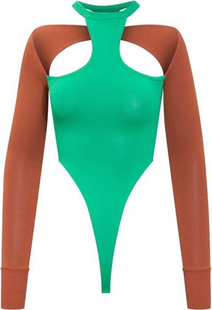 Alessandro Vigilante Top Gebreid Bicolor Lichaam - Dames - Bodies - Groen - XS - Tops