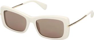 Max Mara Rechthoekige Zonnebril - Dames - Zonnebrillen - Wit - 54 MM - Accessoires