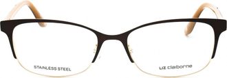 Liz Claiborne L644 Metal Rectangular Eyeglasses - Black