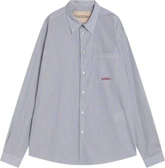 Valentino Garavani Heldere Blauwe Overhemd met Lange Mouwen - Heren - Casual Overhemden - Blauw - 3XS - Overhemden