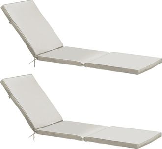 Oviala Juego de 2 cojines para tumbona de poli&eacute;ster, 186 x 53 x 5 cm beige