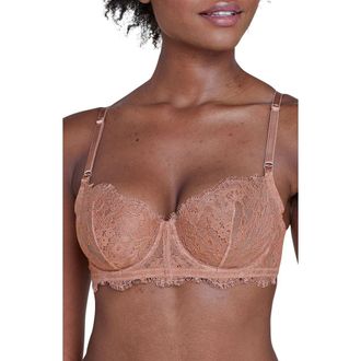 Skarlett Blue Entice Lace Balconette Underwire Bra in Gleam/terracotta at Nordstrom, Size 30D