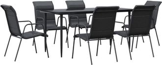 vidaXL Juego De Comedor Para Jard&iacute;n 7 Piezas Acero Y Textilene Negro Vidaxl