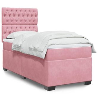 vidaXL Vidaxl - Giroletto A Molle Con Materasso Rosa 90x190 Cm In Velluto