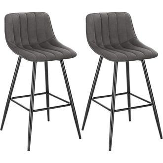 Woltu Woltu - 2x Taburete De Bar Con Respaldo Paquete De 2 Marco De Metal Muebles Cocina Asiento De Terciopelo Taburetes Cocina Altos Sillas Bar Altas Cocin