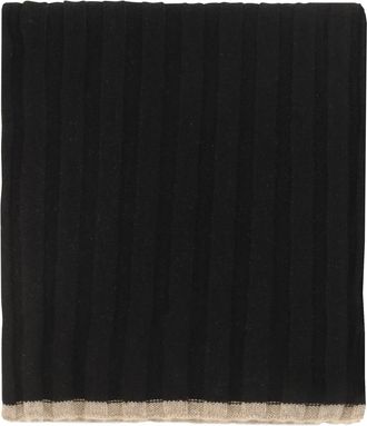 Brunello Cucinelli Mens Cashmere Scarf Black-Brown (capra Hircus) Black/brown Scarfs