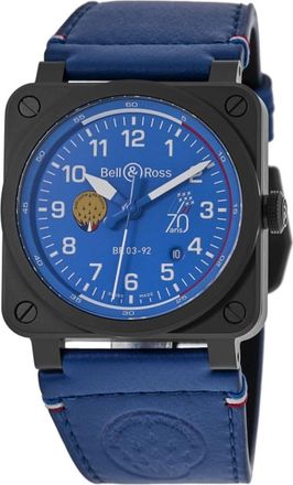 Bell & Ross BR 03-92 Patrouille de France 70TH Anniversary Limited Edition 42mm Blue Dial Leather Strap Mens Watch BR0392-PAF7-CE/SCA