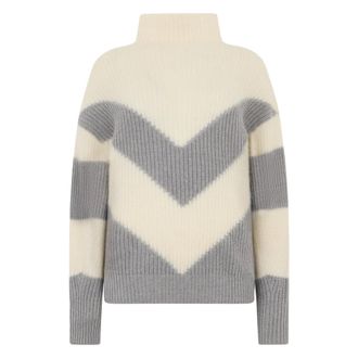 PESERICO Truien & Vesten, Dames, Veelkleurig, XL, Wol, Zigzag Trui met Hoge Kraag