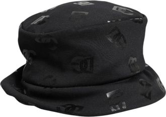 Dolce & Gabbana Bucket Hat All Over Logo - Dames - Hoeden - Zwart - ONE Size - Polyester - Accessoires