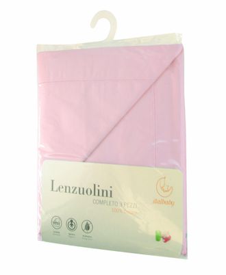 Desconocido Italbaby Juego De S&aacute;banas Para Cuna De 3 Piezas De Un Solo Color Rosa 100% Algod&oacute;n Hecho En Italia