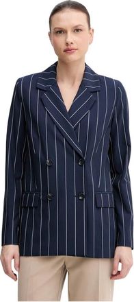 Benetton Gestreepte Double-Breasted Blazer - Dames - Blazers - Blauw - XS - Jassen