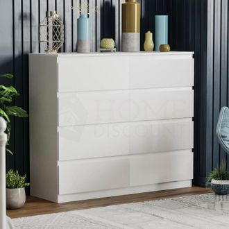 Home Discount Denver 8 Drawer Chest of Drawers Bedroom Storage Furniture, White