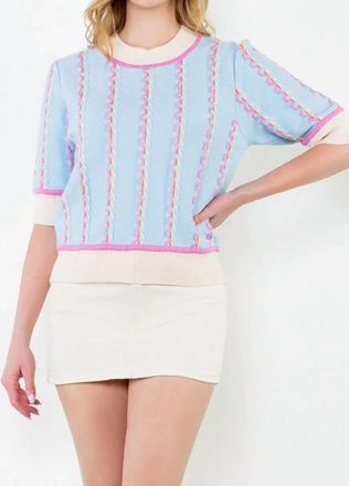 THML Clothing Short Sleeve Knit Top In Light Blue