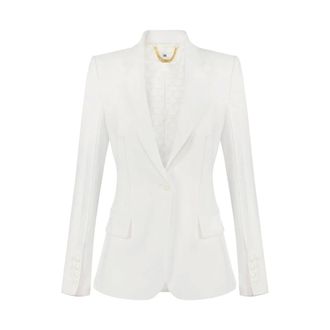 Elisabetta Franchi Blazers, female, White, Size: 2XS Raw-edge Jacket
