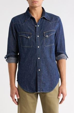 Buck Mason Point Rider Western Snap-Up Denim Shirt in Blue at Nordstrom Rack, Size Medium