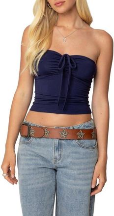 Edikted Annelise Strapless Tube Top in Navy at Nordstrom, Size X-Small