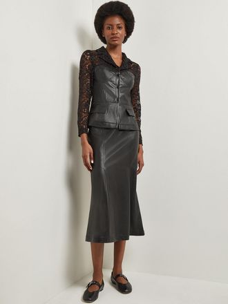Misook Modern Fit Lace & Vegan Leather Corset Jacket