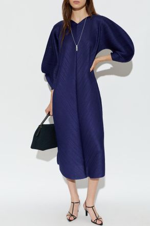 Pleats Please Issey Miyake Pleated Dress, Womens, Navy Blue