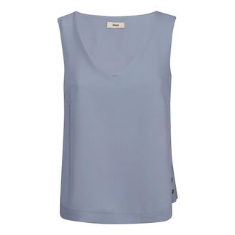 Herno Sleeveless Tops, female, Blue, Size: XS Scollo V Spalla Larga
